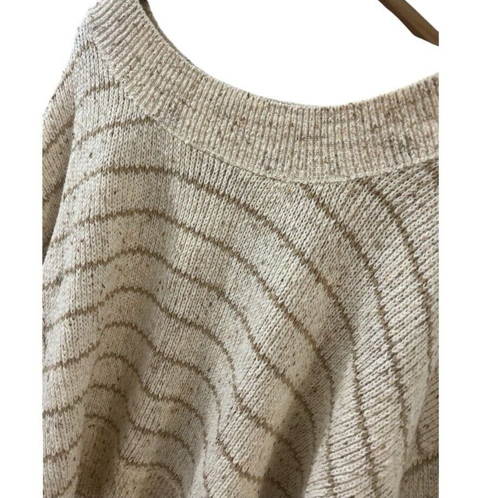 Free People Starlight Sweater Pearl Island Stripes Cream Oatmeal Comfy Size L - Picture 4 of 12